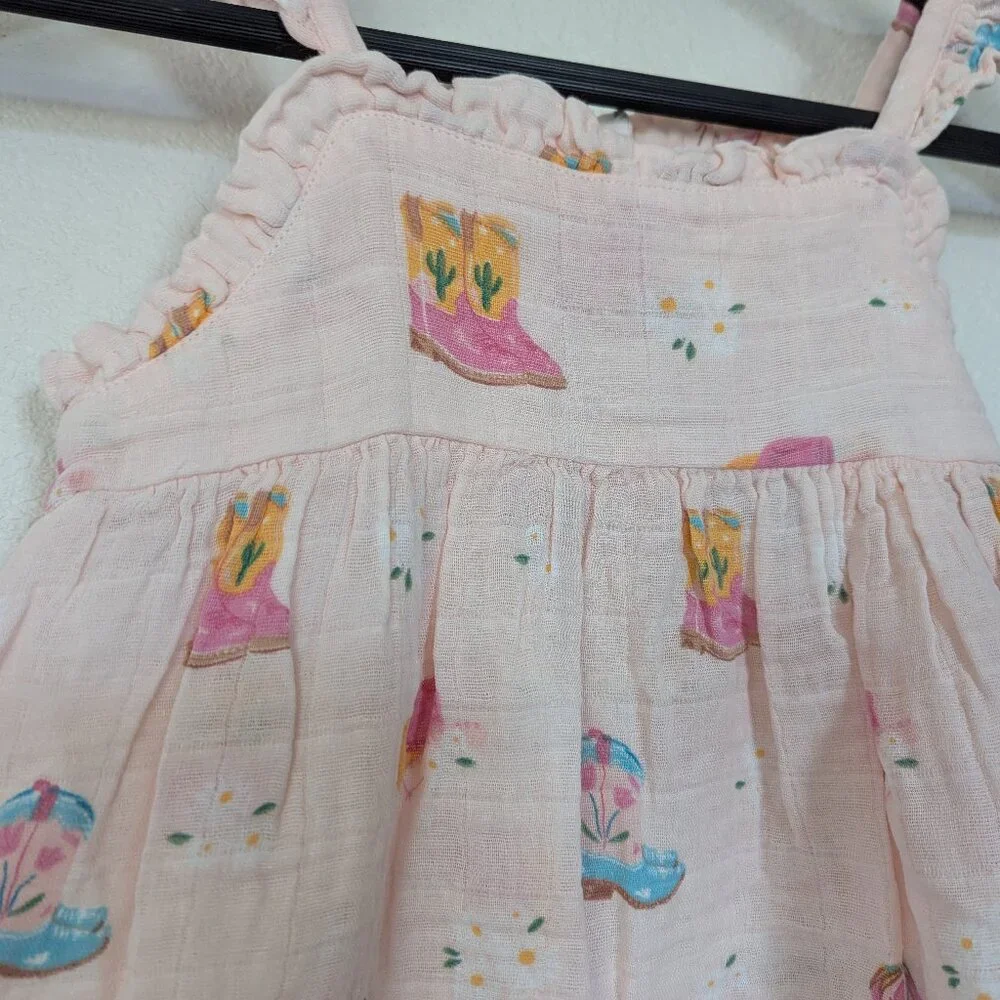 NWT Tullabee Girl Western Cowgirl 100% Organic Muslin Cotton Sleeveless Dress 6